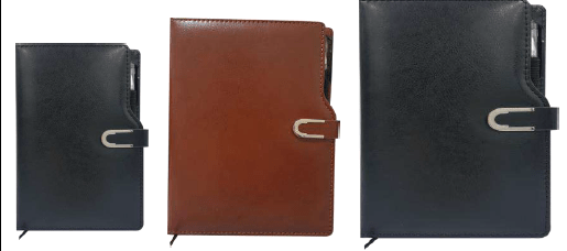Sổ da cao cấp khuy bấm có bút , giấy vàng cao cấp 240 trang (19.5 x 26cm) (TCT)